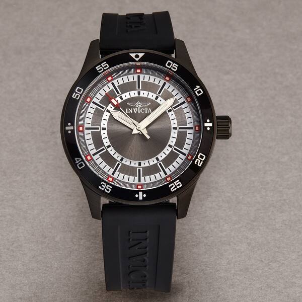 Shop Invicta Men S 14337 Specialty Grey Dial Black Rubber Strap Quartz Watch On Sale Overstock 31515848