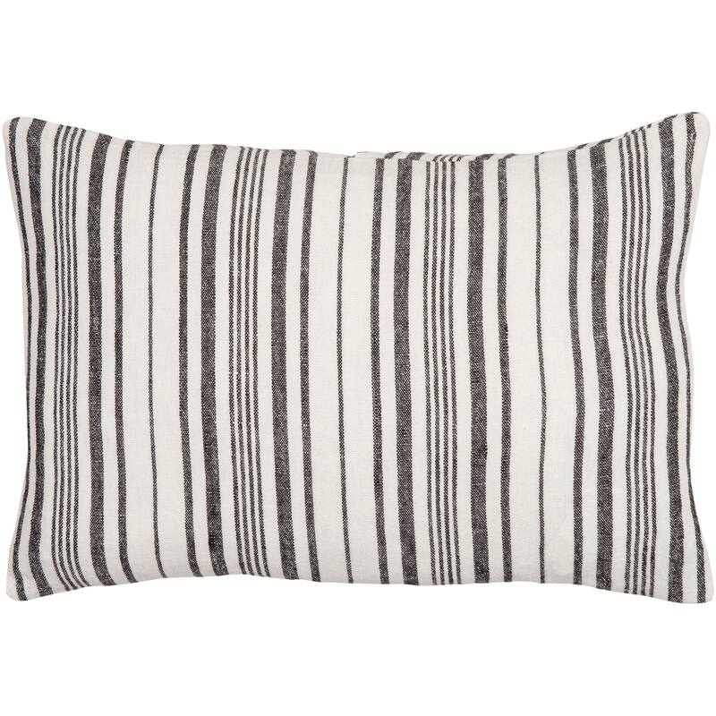 Ibrar Multi-Stripe Linen & Button Throw Pillow - 13"H x 20"W - Down