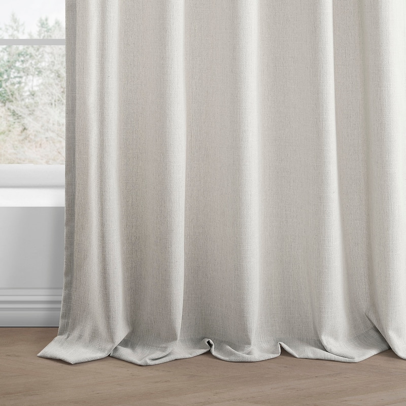 Exclusive Fabrics Basic Faux Linen Curtain Pair - 2 Panels - Light Filtering Window Curtains