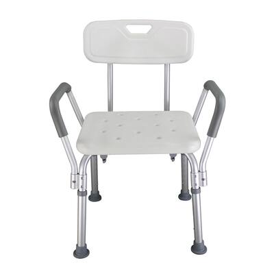 Aluminium Alloy Bath Chair Bench with Back & Handle White