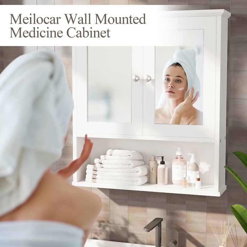 Futzca Bathroom Cabinet with Mirror, Wall Medicine Cabinet with Shelf