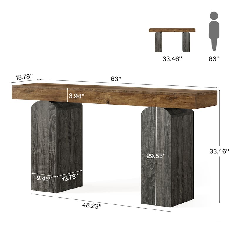 63 Inch Entryway Table, Farmhouse Console Table for Living Room