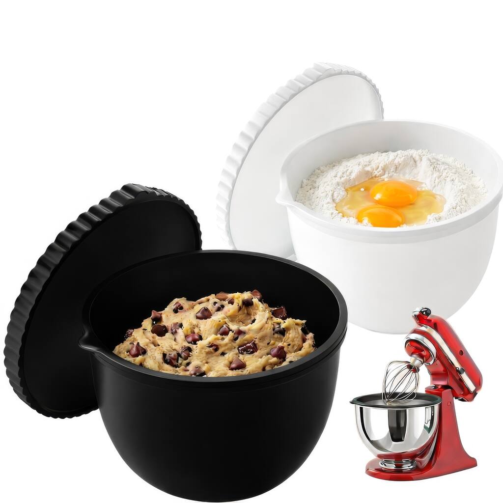 Sweet Jojo Designs 2p Silicone Bowl Liners with Lids for Kitchenaid Mixer, 4.5 & 5 Qt Silicone Bowl Liners for Kitchen Aid Mixer