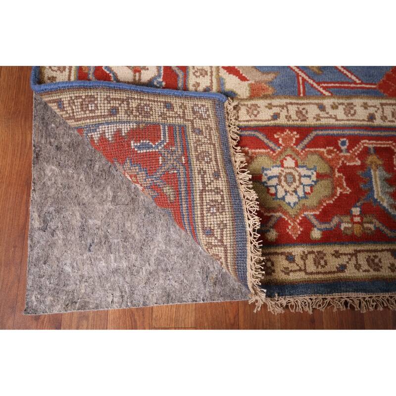 Blue Oushak Oriental Large Area Rug Handmade Wool Carpet - 7'11" X 15'9"