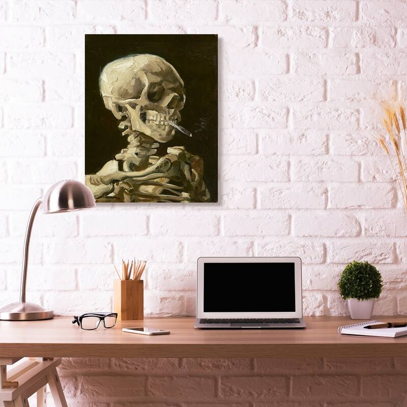 Stupell Skeleton With A Smoke Tan Black Van Gogh Classical Painting Canvas Wall Art