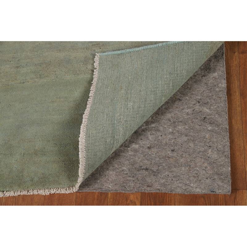Gabbeh Modern Foyer Rug Green Hand-Knotted Wool Carpet - 2'8"x 4'1"
