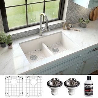 Karran 32" Undermount Double Equal Bowl Quartz Kitchen Sink Kit - 32" x 19.5" x 9"