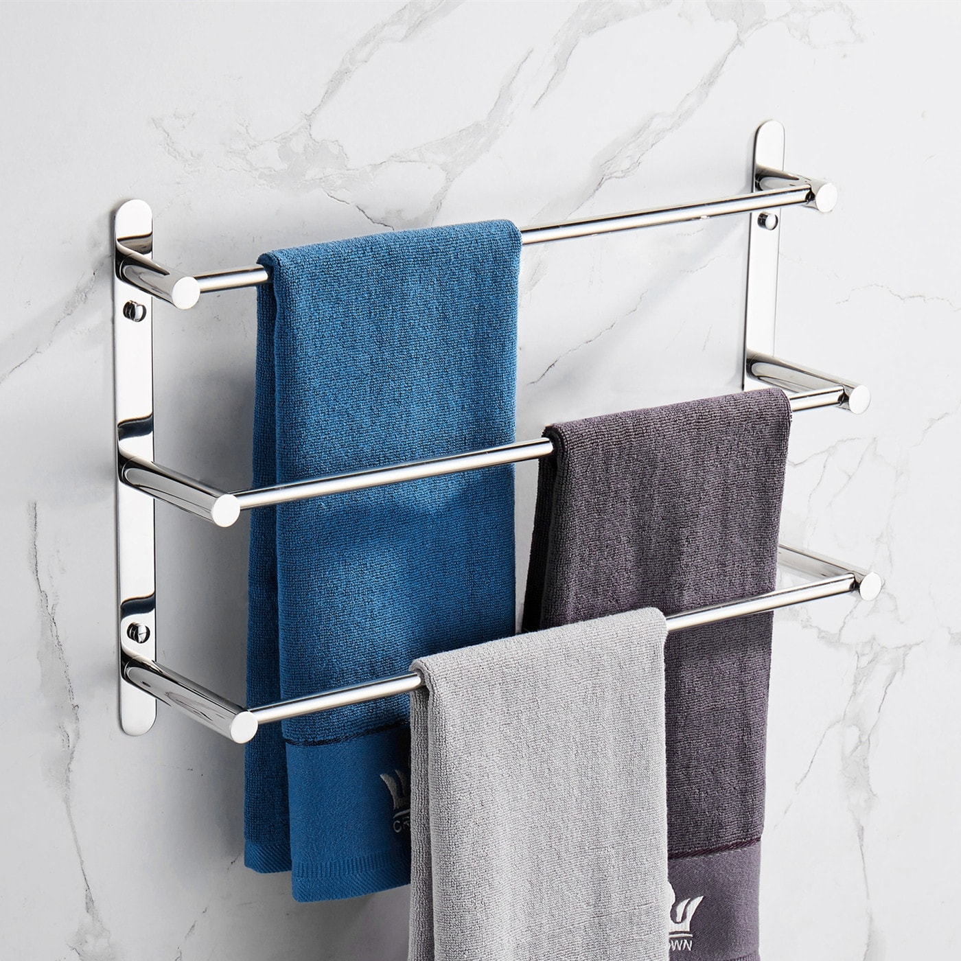 THREE Stagger Layers Towel Rack Stainless Steel Hand Polishing