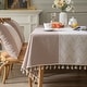 preview thumbnail 1 of 4, Enova Home High Quality Rectangle Cotton and Linen Tablecloth with Tassels (Brown) 54 x 78
