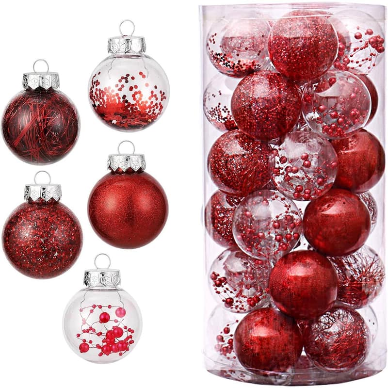 30 Pcs Shatterproof Christmas Ball Ornaments for Holiday Wedding Party Decoration - N/A - Red