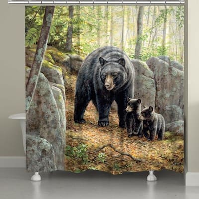 Laural Home Black Bear and Cubs 71" x 72" Shower Curtain