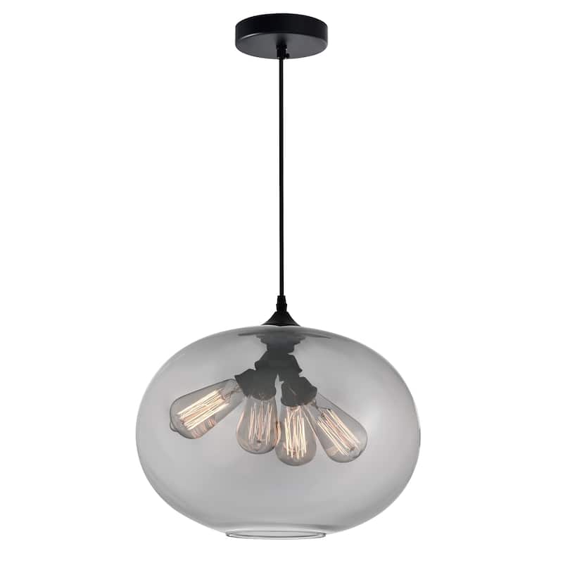 Glass 4 Light Down Pendant With Smoke Finish - Transparent Smoke