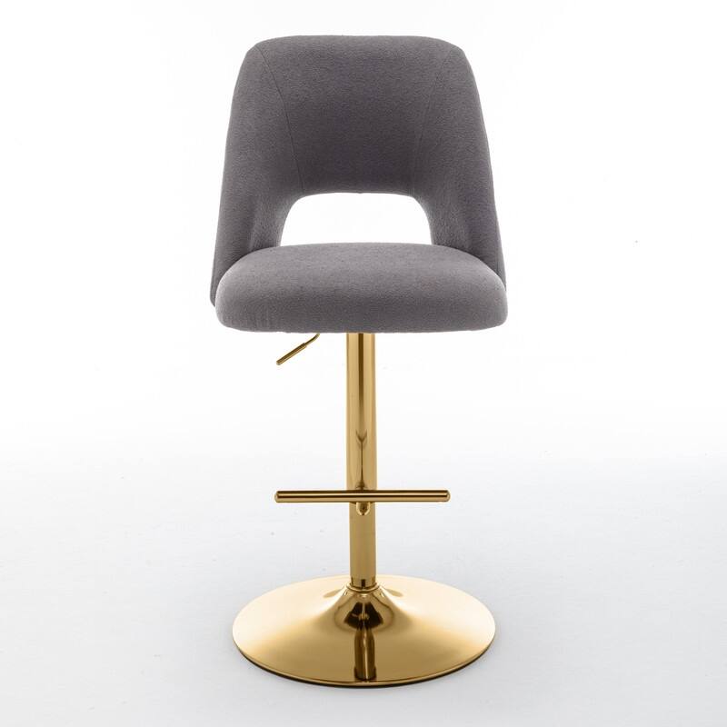 Best Quality Furniture Adjustable Textured Fabric Barstools with Chrome Finish Base (Set of 2)