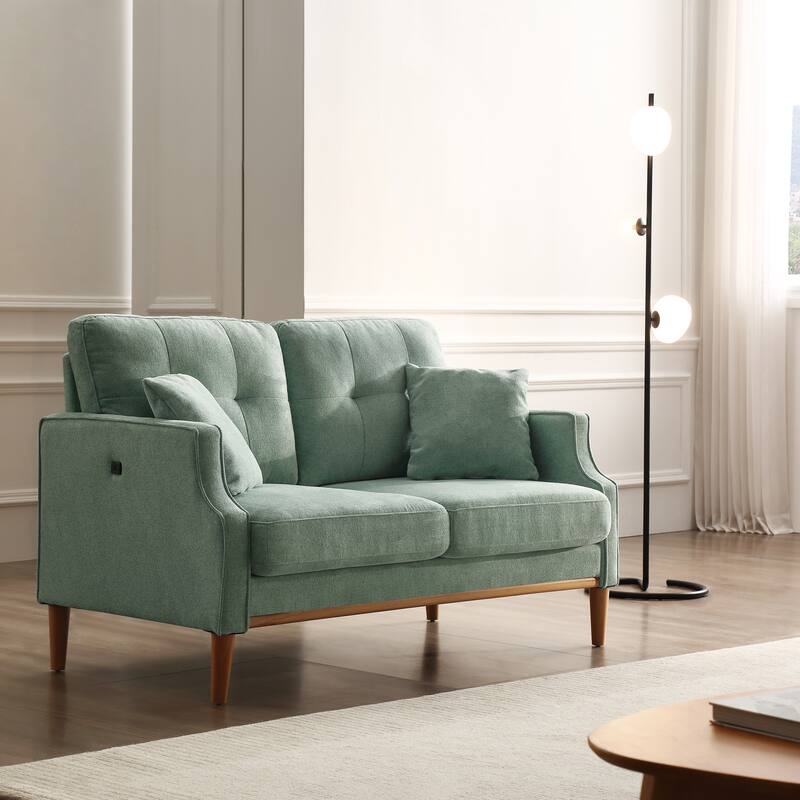56.7'' Modern Waterproof Polyester Fabric Loveseat: USB Charging Ports