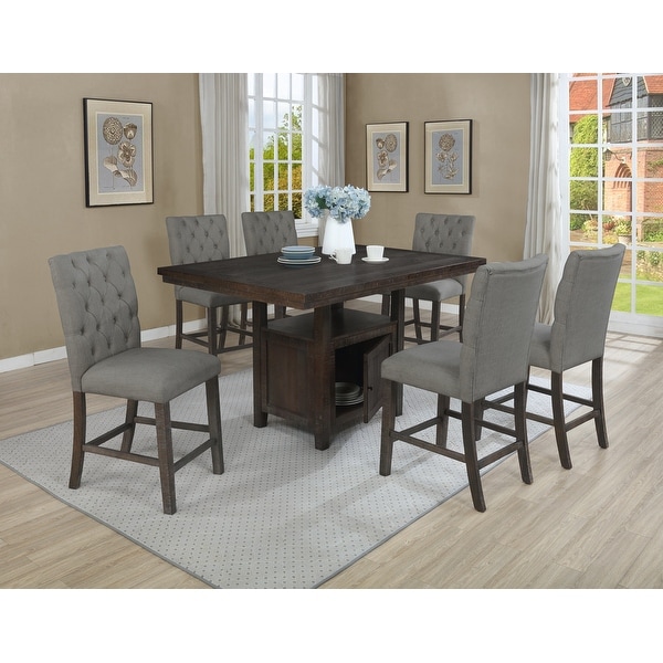 Best Quality Furniture Rustic Counter Height 7 Piece Dining Set