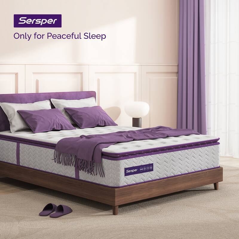Sersper 8-inch Medium Memory Foam and Innerspring Hybrid Mattress,Pillow Top Mattress