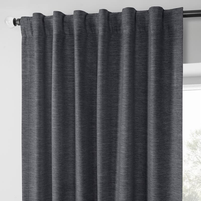 Exclusive Fabrics Boho Chic Faux Linen Blackout Curtains for Bedroom & Living Room Curtains - 2 Panel Drapes