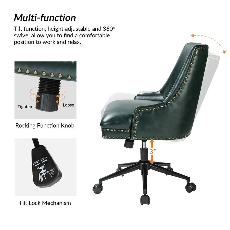 Sonia Modern Faux Leather Task Chair with Height-adjustable by HULALA HOME