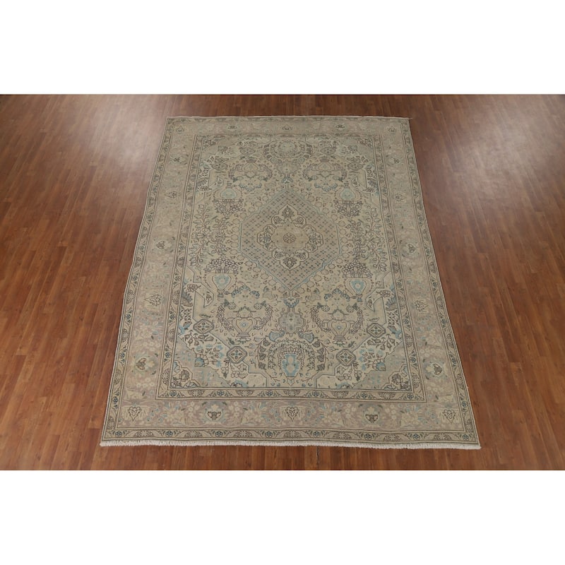 Tabriz Vintage Persian Area Rug Handmade Traditional Wool Carpet - 8'3" x 11'2"