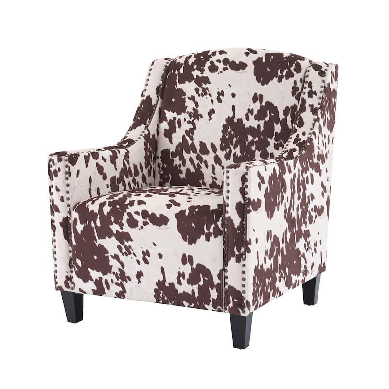 Velvet Upholstered Accent Chair, Lounge Reading Chair with Tufted Backrest, Single Sofa Chair with Nailhead Trim & Wooden Legs