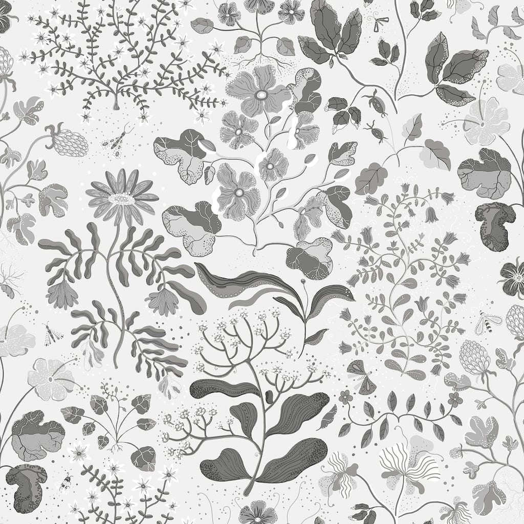 A-Street Prints Groh Grey Floral Wallpaper