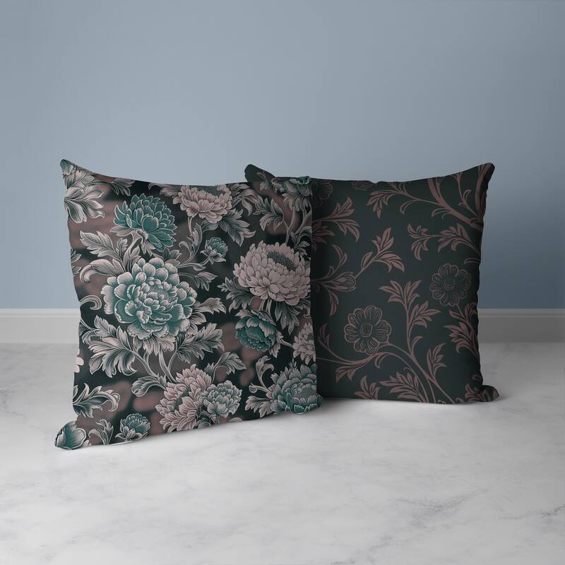 Meadow Bloom Faux Suede Reversible Throw Pillow Green and Pink