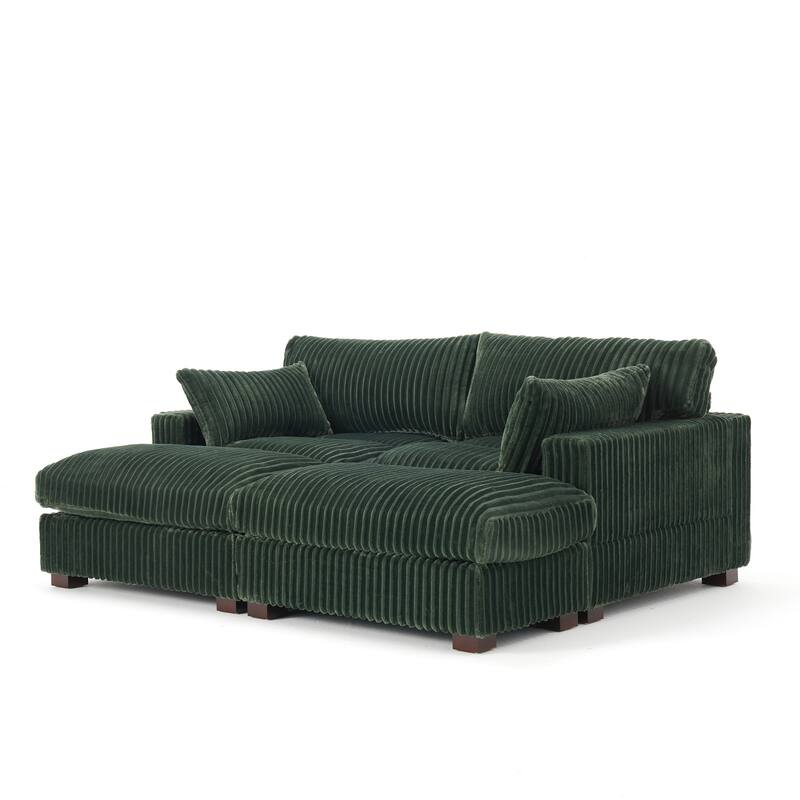 Modren Plush Oversized Modular Sectional Sofa Set with Chaise&Ottoman.