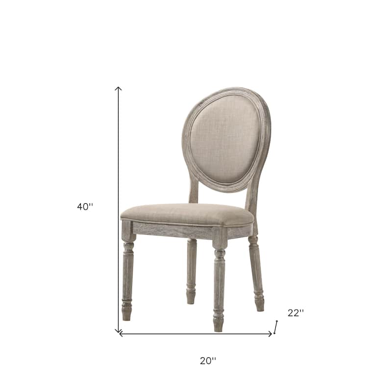 HomeRoots Set of Two Tan and Oak Upholstered Fabric King Louis Back Dining Side Chairs - 20 in. x 40 in. x 22 in.