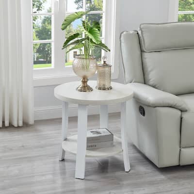 Contemporary Round Wood Shelf End Table