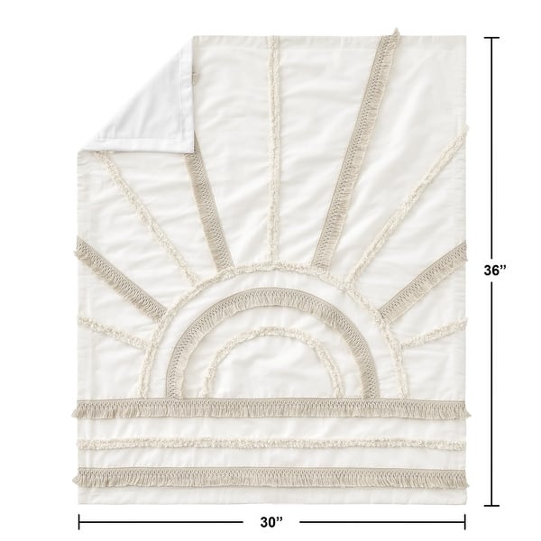 Sweet Jojo Designs Ivory Boho Chic Sun Boy Girl Baby Receiving Security Swaddle Blanket Cotton Bohemian Gender Neutral Fringe