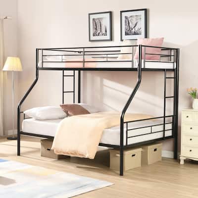 Twin Over Full Metal Bunk Bed with Large Under-Bed Storage, No Box Spring Needed
