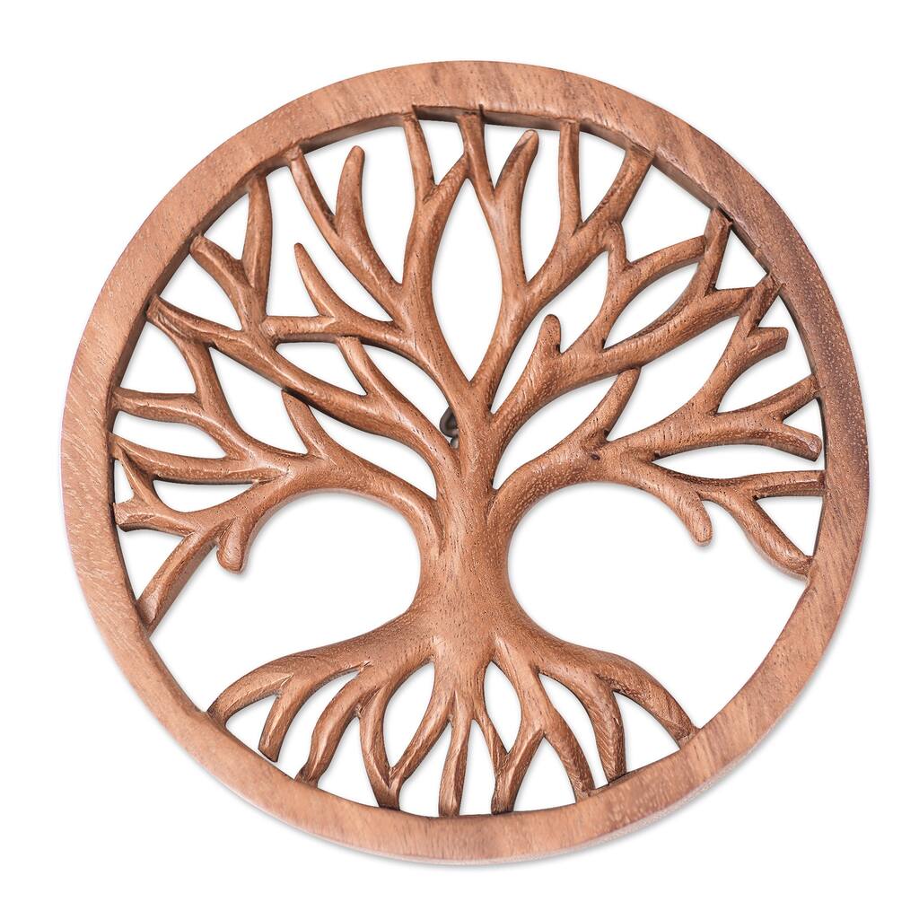 Novica Handmade Abundance Paths Wood Relief Panel