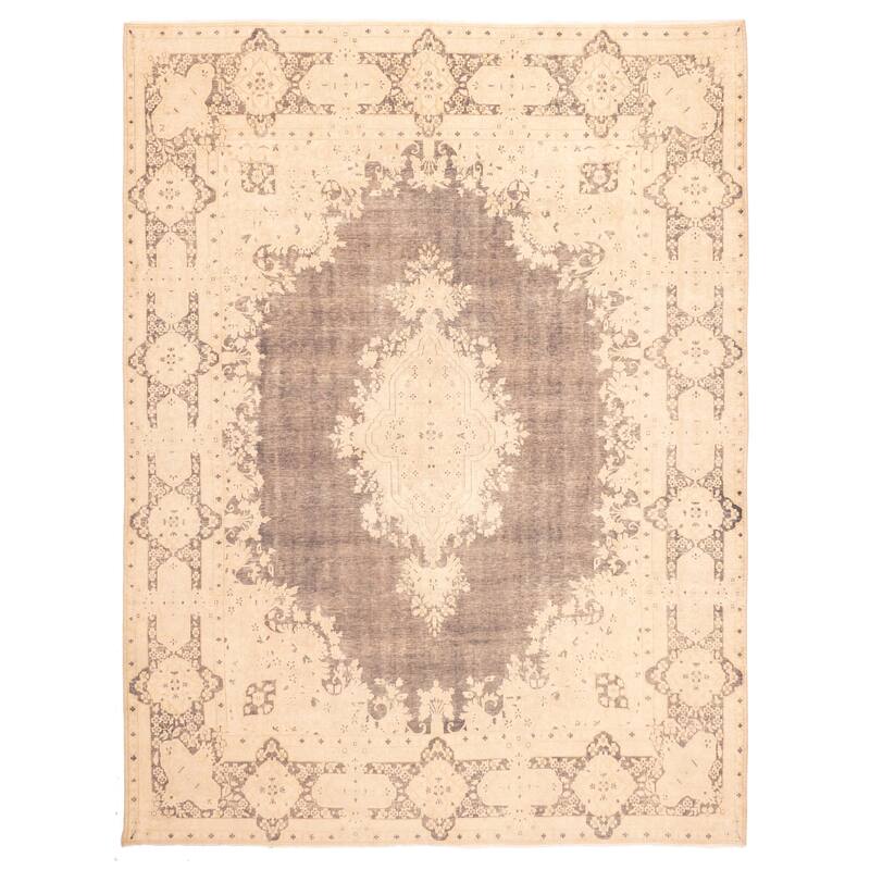 ECARPETGALLERY Hand-knotted Antalya Vintage Dark Grey Wool Rug - 9'10 x 12'10