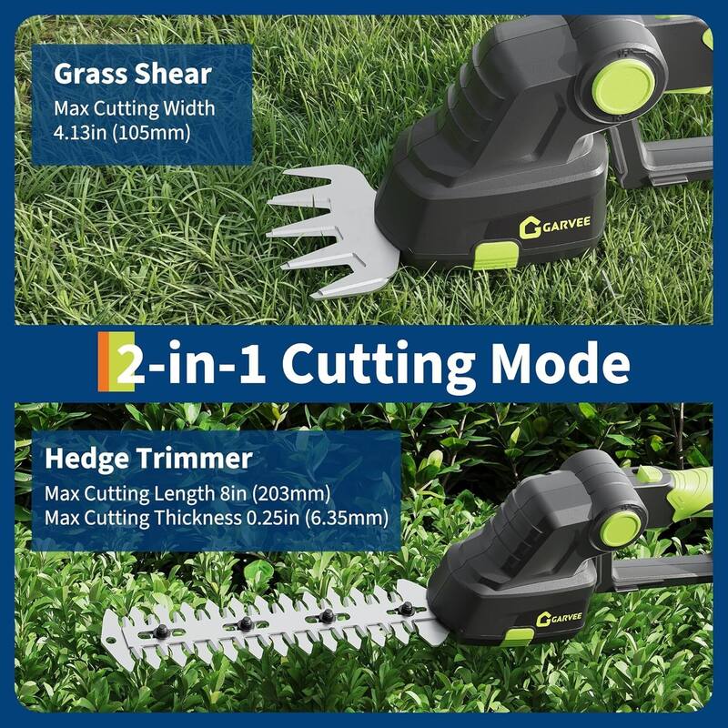 Cordless 2 in 1 Grass Shear Hedge Trimmer for Yards, Gardens, Lawn Care