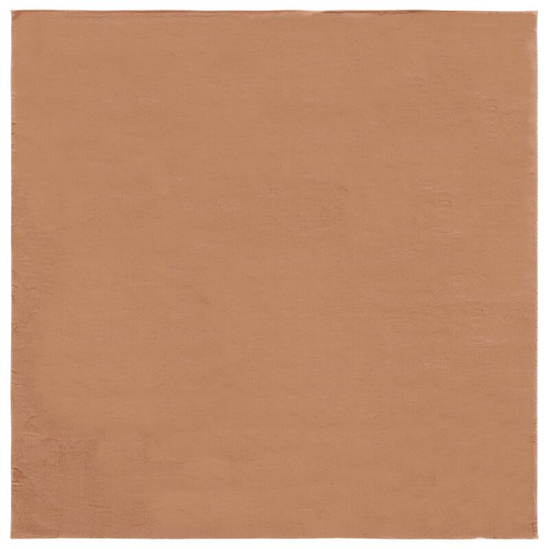 SAFAVIEH Faux Rabbit Auzinda Washable Fur Solid Shag Rug - 6' Square - Brown