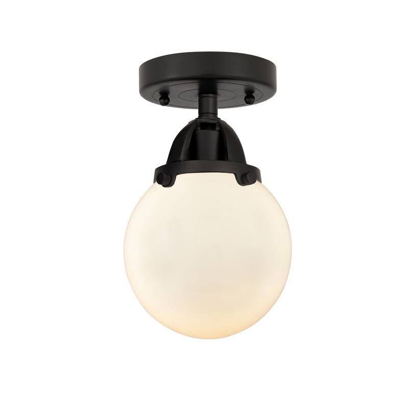 Innovations Lighting Nouveau 2 Beacon - 1 Light 6" Semi-Flush Mount - Matte White/Matte Black