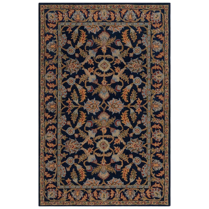 SAFAVIEH Handmade Blossom Rosangela Modern Floral Wool Rug - 6' Square - Navy