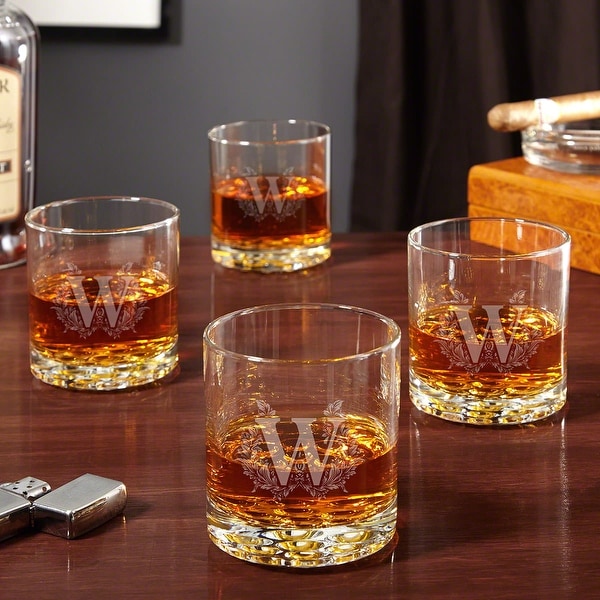 Shop Fairbanks Block Monogram Whiskey Glasses Set Of 4