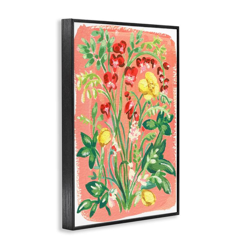 Stupell Peachy Flower Arrangement Framed Giclee Art Design By Hannah Moren