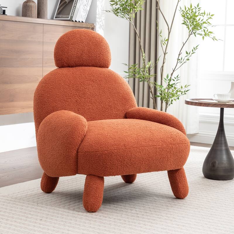 SEYNAR Modern Faux Sherpa Upolstered High Back Armless Accent Chair Set of 2