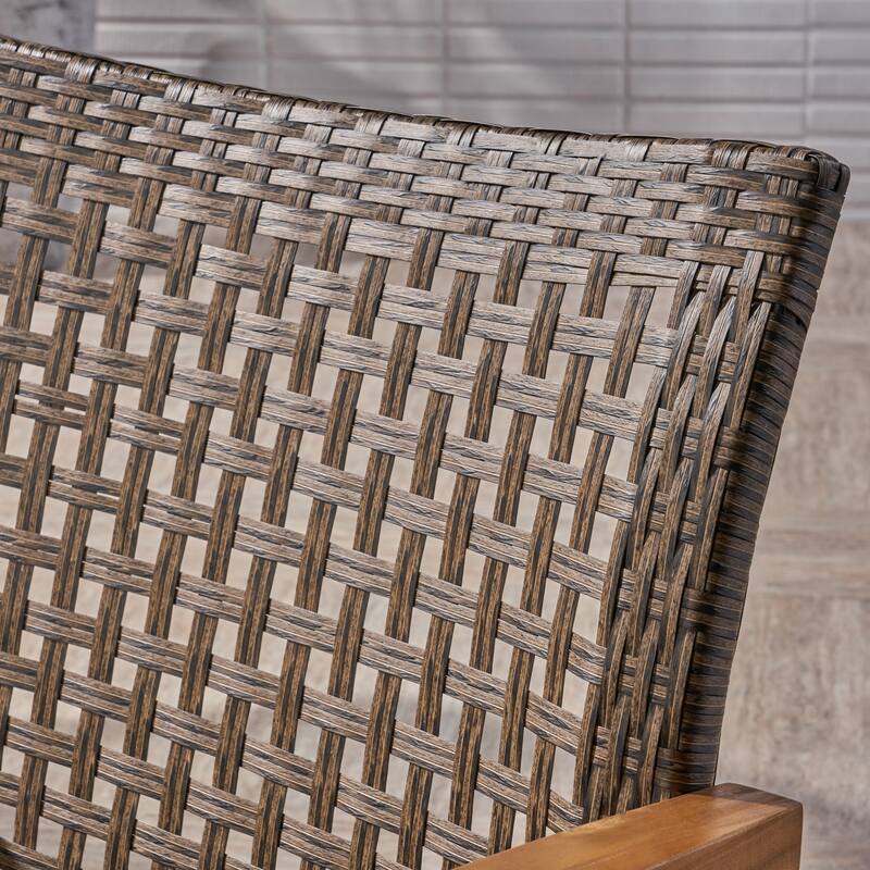 Hampton Outdoor Wood/Wicker Club Chair (Set of 2) by Christopher Knight Home