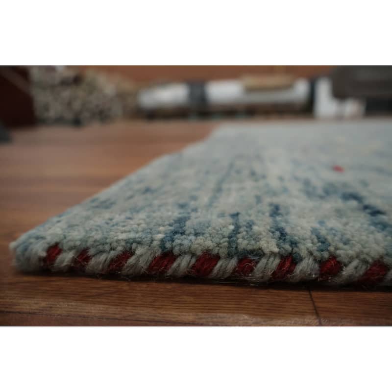 Hand Knotted Oriental 100% Wool Carpet Tribal Animal Pictorial Greys & Charcoal Gabbeh Area Rug - 8' 1'' X 5' 5''