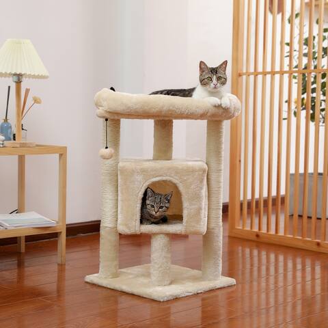 28.4 Inches Small Cat Tree for Indoor Cats Polyester Plush Cat Tower