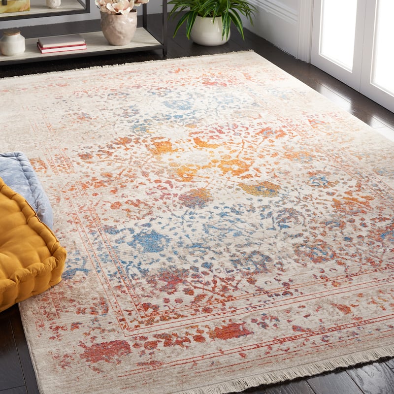 SAFAVIEH Vintage Distressed Boho Persian Ophelia Oriental Polyester Rug - 4' x 6' - Light Grey/Multi