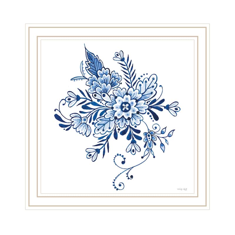 TrendyDecor4U Contemporary "Floral Calligraphy Sketches I" Framed Print Wall Art - White