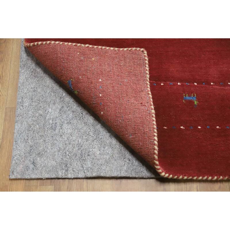 Hand Knotted Oriental 100% Wool Carpet Tribal Animal Pictorial Red Gabbeh Area Rug - 7' 7'' X 4' 11''