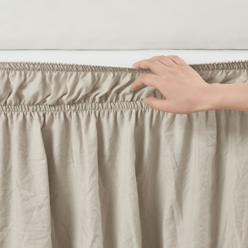 Lush Decor Ruched Ruffle Elastic Easy Wrap Around Bedskirt