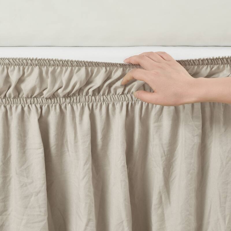 Lush Decor Ruched Ruffle Elastic Easy Wrap Around Bedskirt