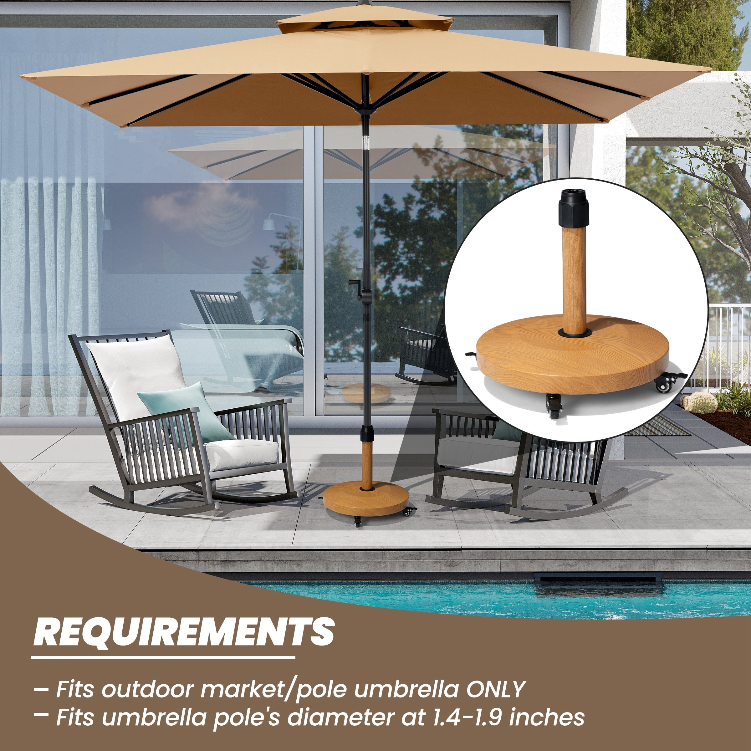 cheap patio umbrellas with stands Umbrella Wooden 13ft 8-Rib Weighted Base Since its launch in 2013 44lbs Outdoor Patio Market Umbrella