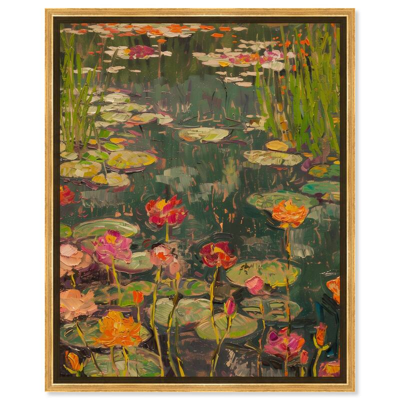Art Remedy Afternoon Visit Framed Impressionism 1 Piece Canvas Wall Art /Monet And Van Gogh Inspired Art - 17 x 21 - Gold